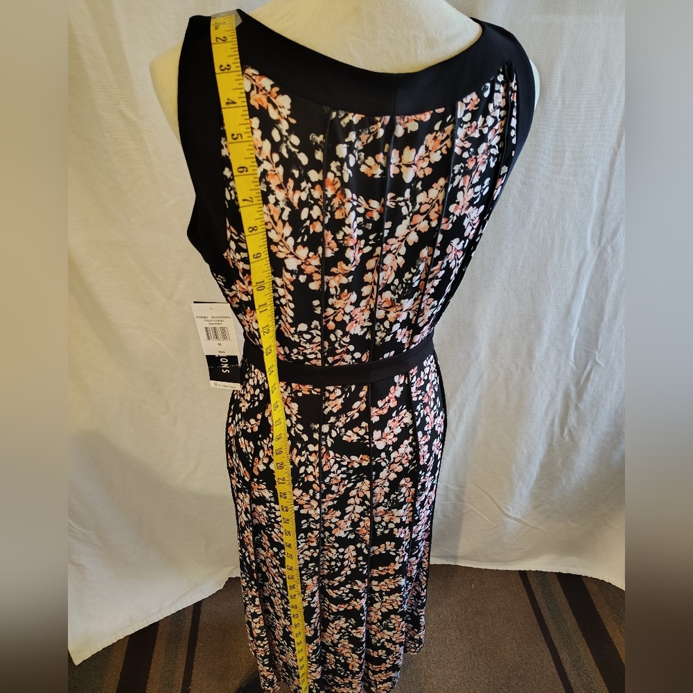Perceptions Black and Coral Floral Sleeveless Midi Dress. NEW - Picture 4 of 11